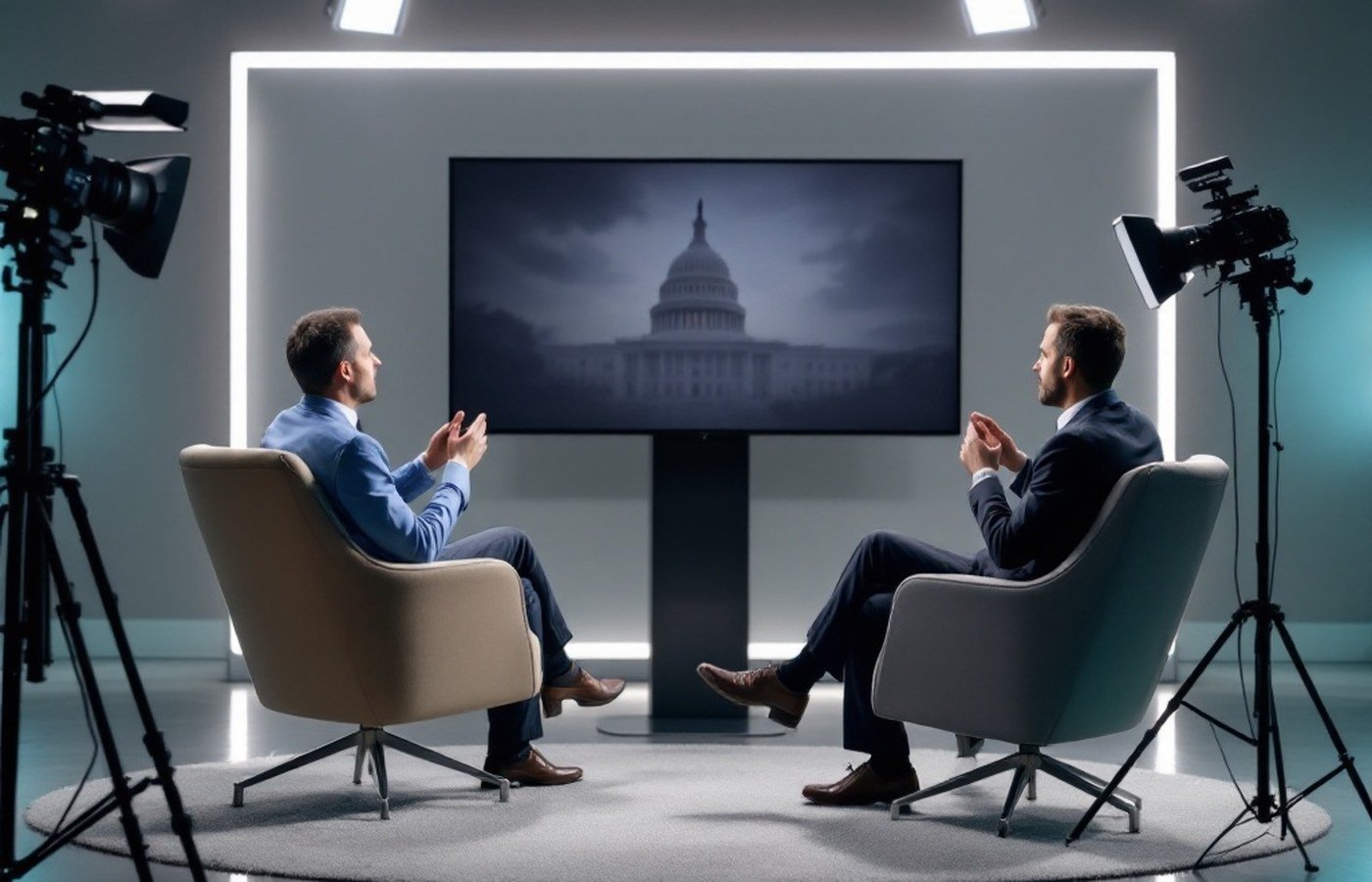 A television studio prepared for an interview