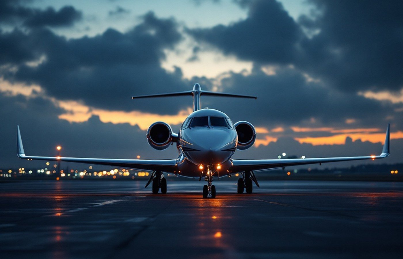 A private jet waiting on the tarmac