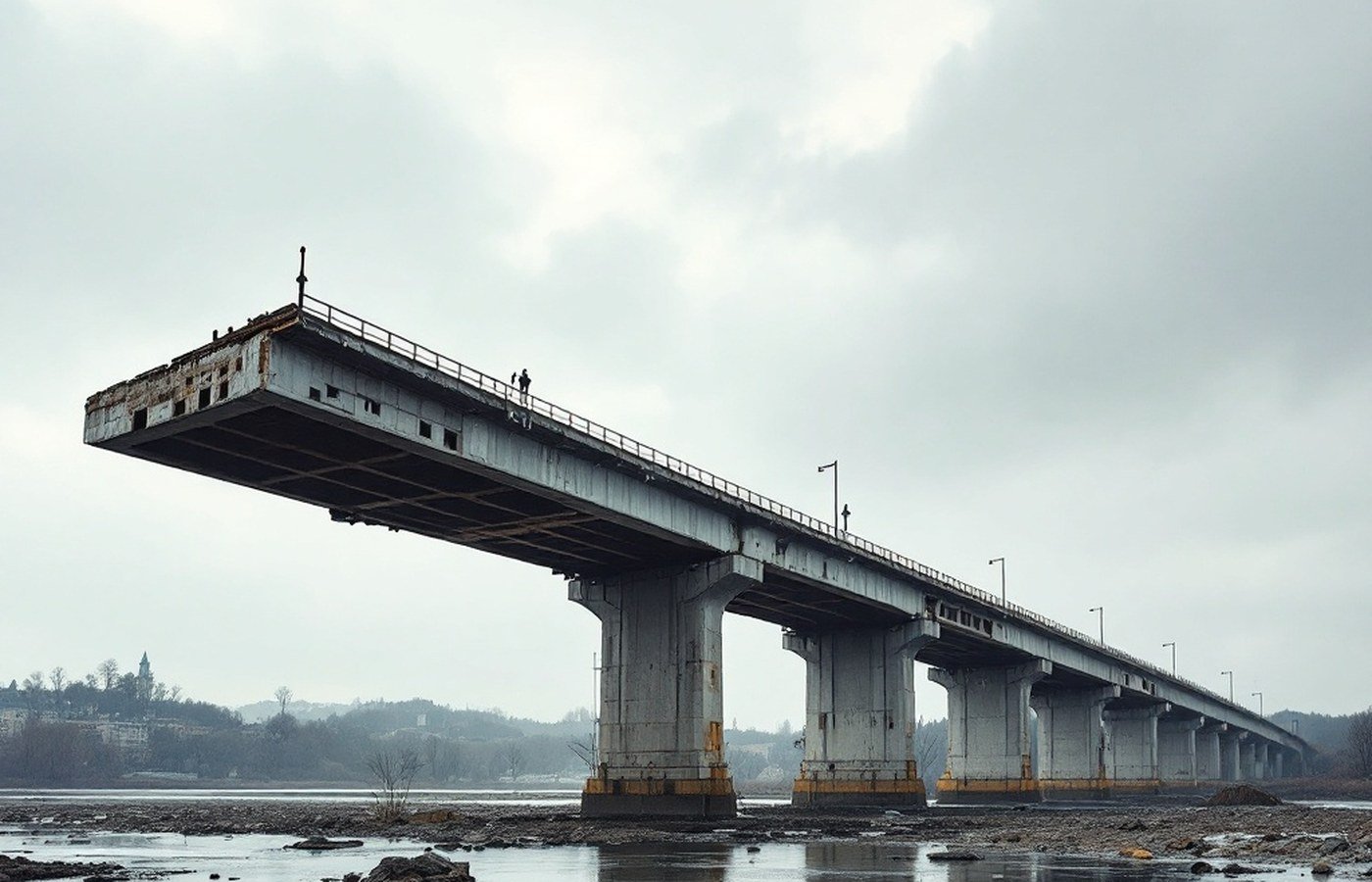 A bridge project abandoned mid-construction