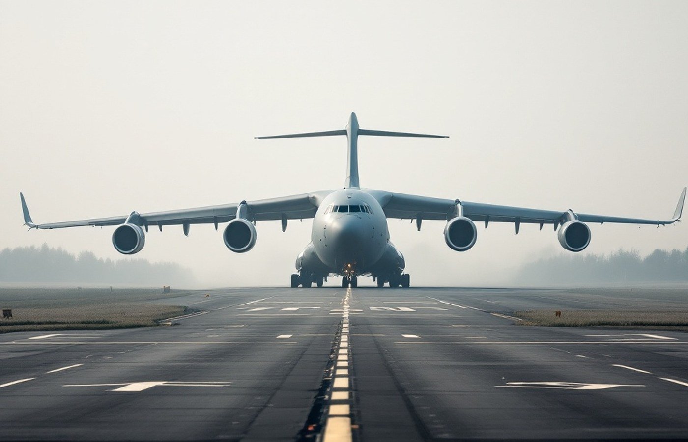 A military aircraft on a runway