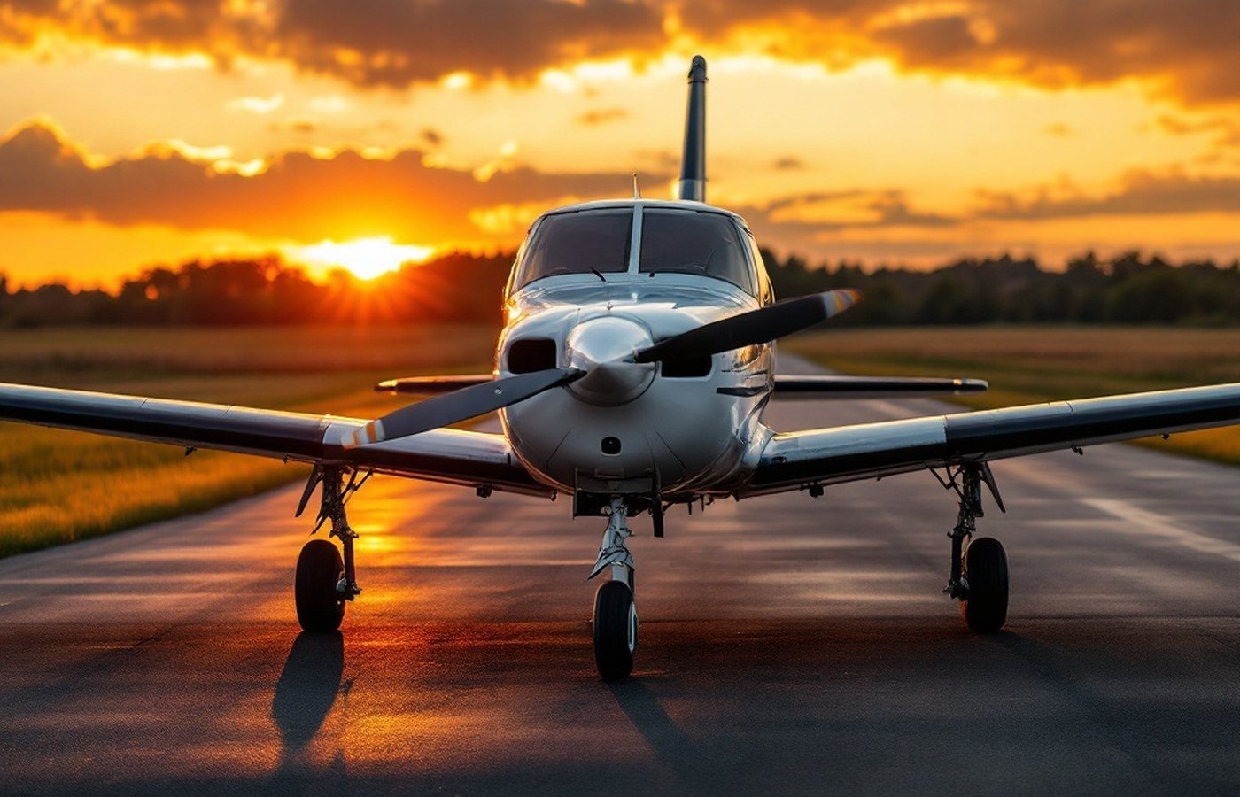 A chartered aircraft on a rural airstrip