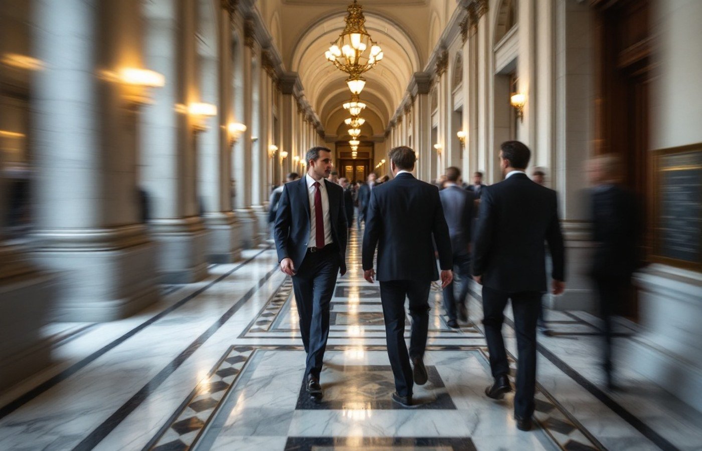 Lobbyists in a congressional corridor